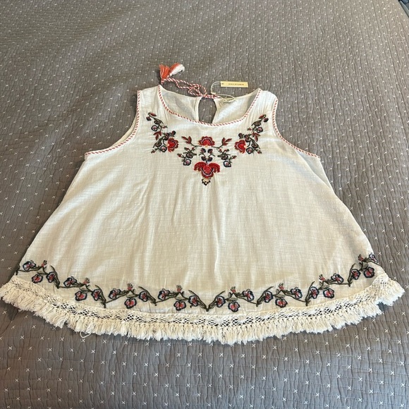 Max Studio Cotton Embroidered Top XL Cream $98 - Picture 1 of 7